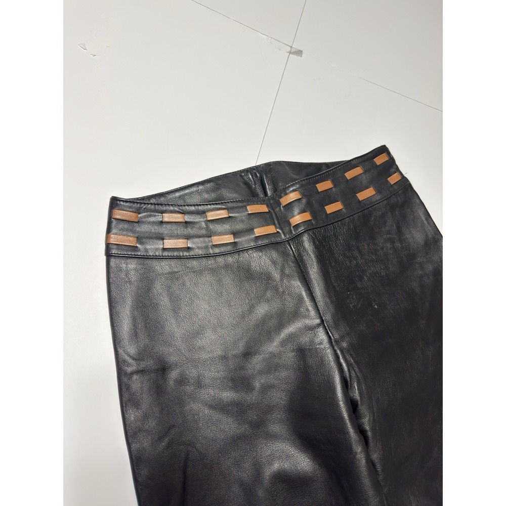 Cache Women's 100% Leather Black Bootcut Flare Pants Size 4 Y2K Vintage Boho 32" - Picture 6 of 12